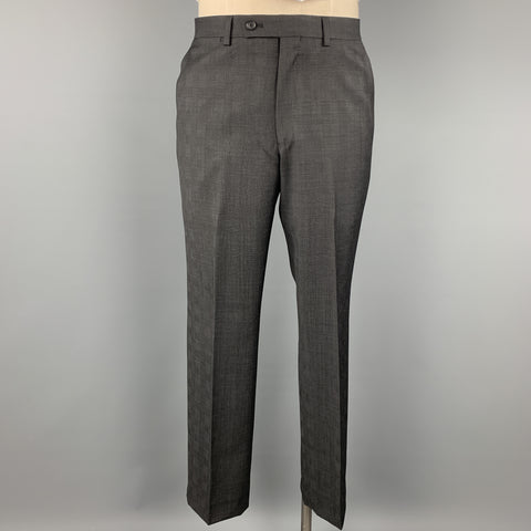 ELIE TAHARI Size 40 Charcoal Glenplaid Wool Notch Lapel Suit NWT