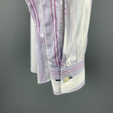 PAUL SMITH Size S Lavender Stripe Cotton Button Up Long Sleeve Shirt