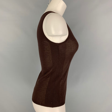 BOTTEGA VENETA Camiseta sin mangas de punto de cachemira marrón Talla S