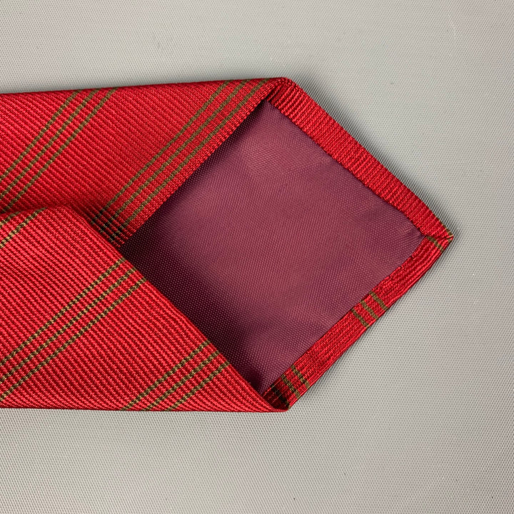 PAUL STUART Red Green Diagonal Stripe Twill Tie