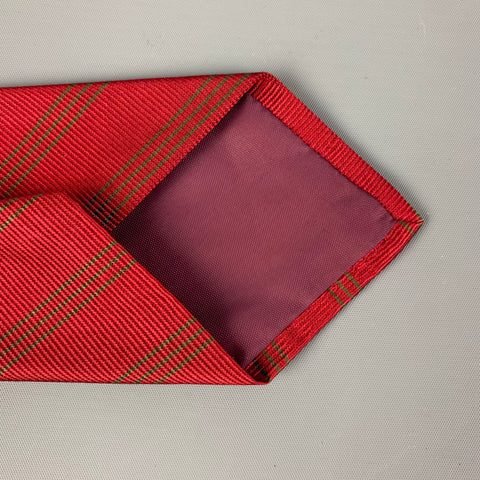 PAUL STUART Red Green Diagonal Stripe Twill Tie