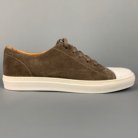 WHY NOT BRAND Size 9 Taupe & White Color Block Suede Cap Toe Sneakers