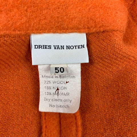DRIES VAN NOTEN Size 40 Orange Textured Wool Blend Jacket