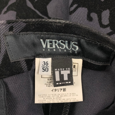 Vintage VERSUS by GIANNI VERSACE Size 34 Black Jacquard Cotton Straight Casual Pants