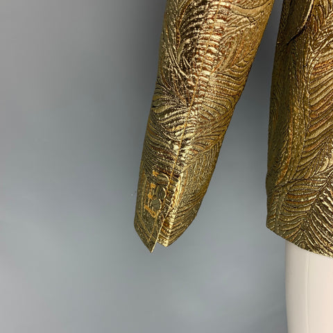 DSQUARED2 Size 40 Gold Jacquard Polyester Blend Peak Lapel Sport Coat