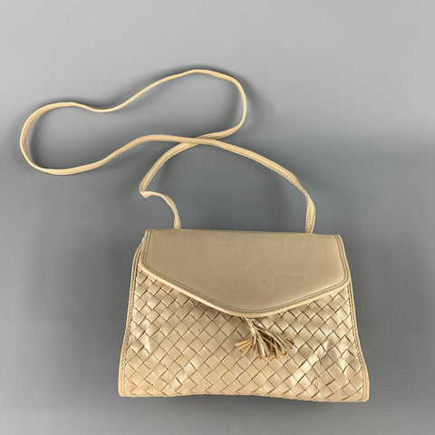 BOTTEGA VENETA Woven Champagne Metallic Intrecciato Leather Shoulder bag