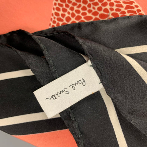 PAUL SMITH Black Brick Dinosaur Print Silk Scarf