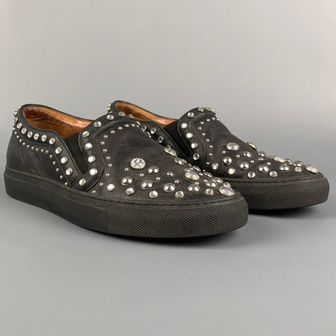 GIVENCHY Zapatillas sin cordones de cuero negro con tachuelas talla 7