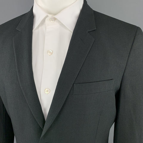 MARC JACOBS Size 38 Solid Black Wool Blend Woven Notch Lapel Suit