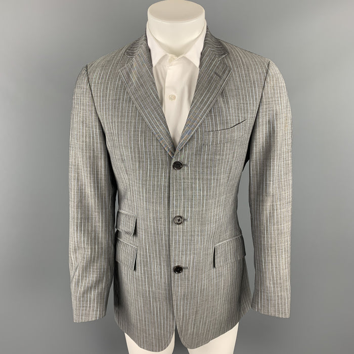 ETRO Size 38 Regular Gray Stripe Wool / Mohair Notch Lapel Suit