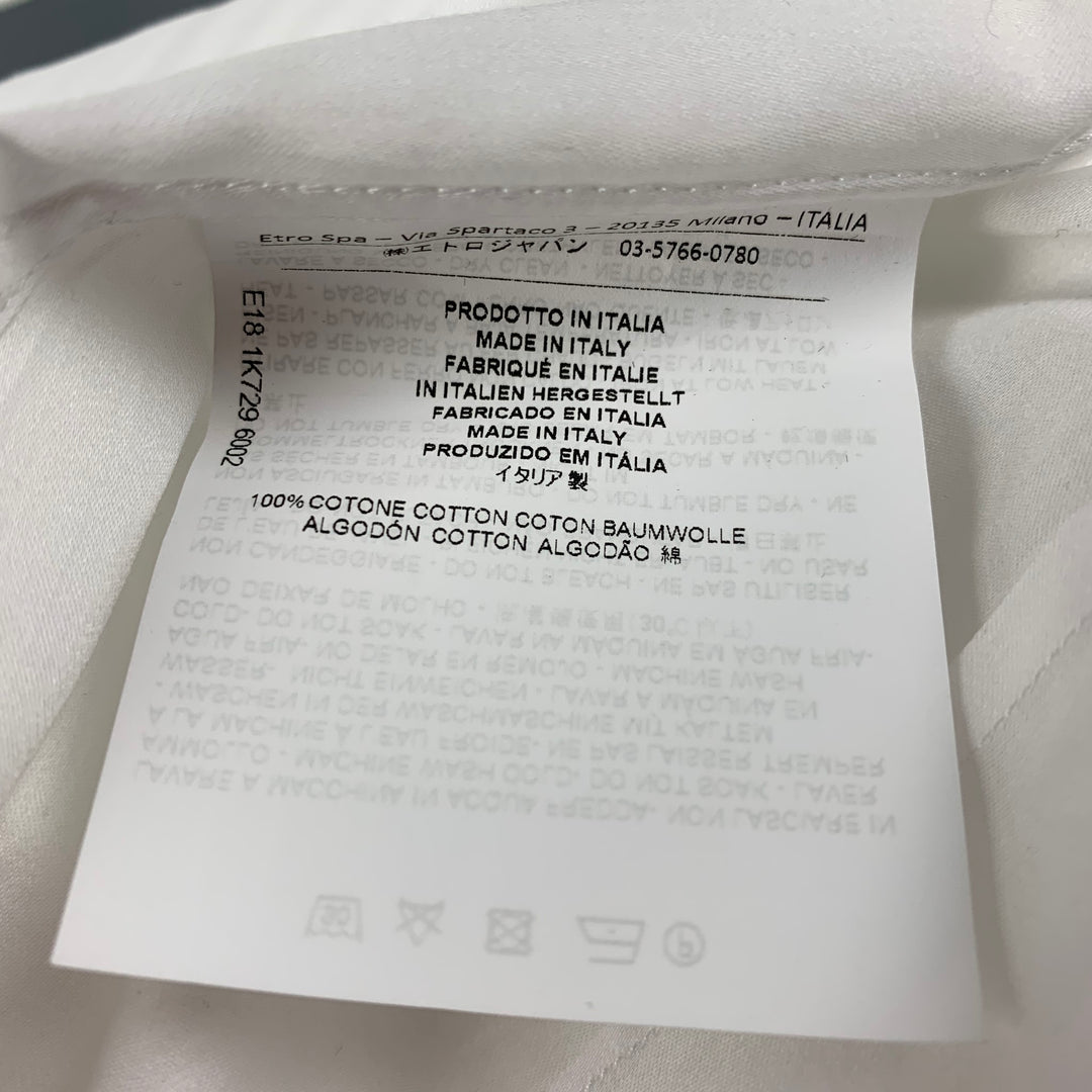 ETRO Camisa de manga larga de esmoquin de algodón blanco talla S