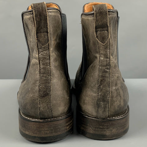 JOHN VARVATOS Taille 10,5 Bottes en cuir vieilli gris