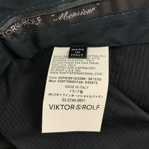 VIKTOR & ROLF Size 42 Charcoal Silk Wool Tuxedo Suit