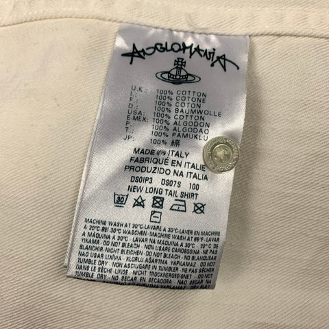 VIVIENNE WESTWOOD ANGLOMANIA Size L Off White Graphic Cotton Button Up Long Sleeve Shirt