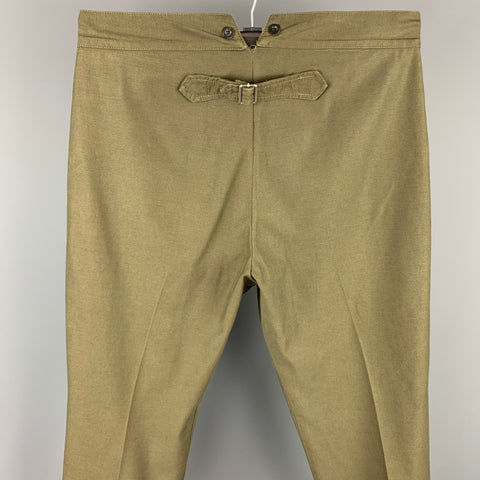 LOEWE Size 38 Olive Cotton Button Fly Back Belt Casual Pants