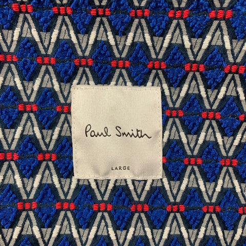 PAUL SMITH Size L Indigo Contrast Stitch Cotton Blend Notch Lapel Jacket