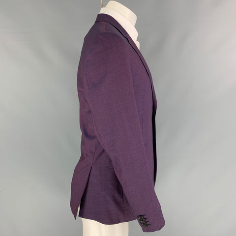 PAUL SMITH Kensington Fit Size 38 Regular Purple Navy Grid Wool / Silk Sport Coat
