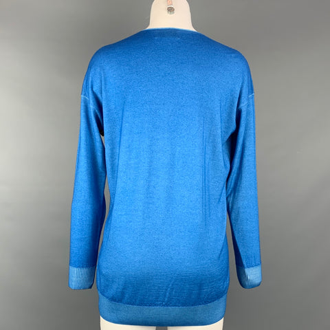 FALCONERI Taille S Pull Col V En Cachemire Tricoté Bleu