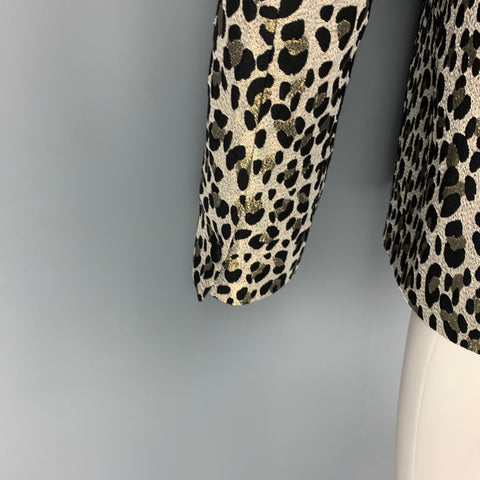 JUST CAVALLI Size 38 Black Gold Jacquard Wool Blend Sport Coat