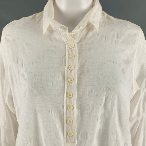 ANN DEMEULEMEESTER Taille 6 Blouse longue texturée en coton blanc