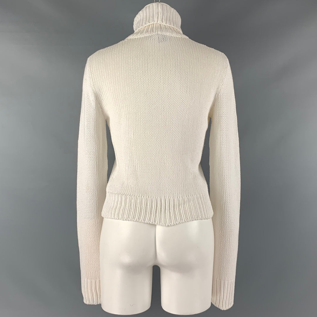 RALPH LAUREN Size M White Cotton Turtleneck Casual Top