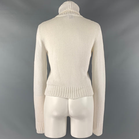 RALPH LAUREN Taille M Haut décontracté à col roulé en coton blanc