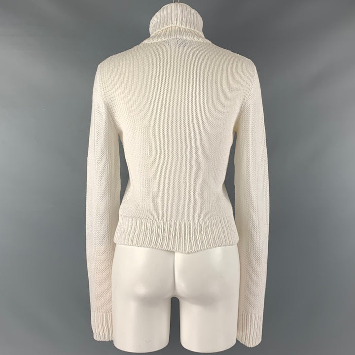 RALPH LAUREN Size M White Cotton Turtleneck Casual Top