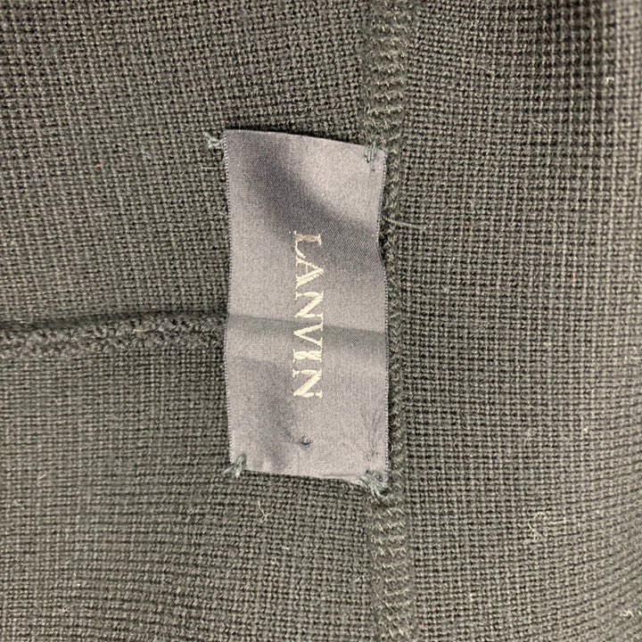 LANVIN Size 42 Black Wool Single Breasted Buttoned Coat