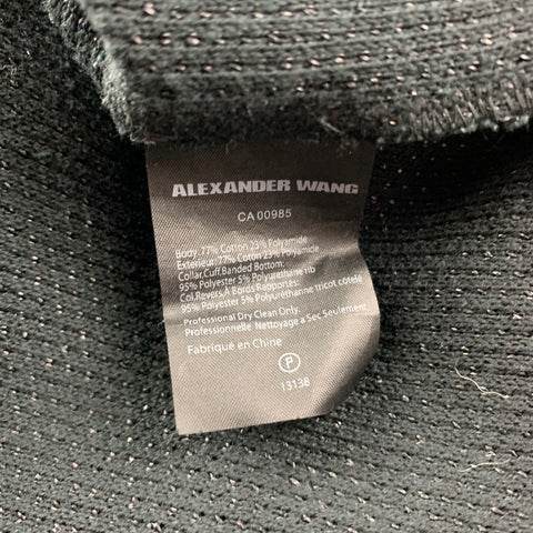 ALEXANDER WANG Size M Black Textured Cotton / Polyamide Crew-Neck T-shirt