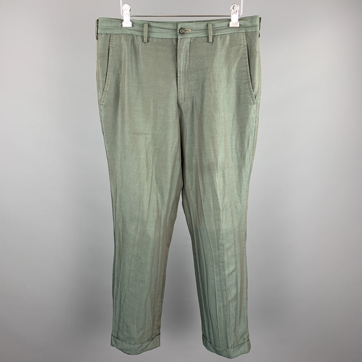 COMME des GARCONS HOMME PLUS Size M Green Two Toned Iridescent Zip Fly Casual Pants