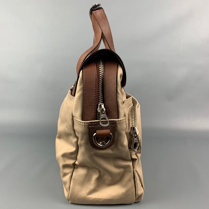THOM BROWNE for BLACK FLEECE Beige & Brown Canvas & Leather Messenger Bag