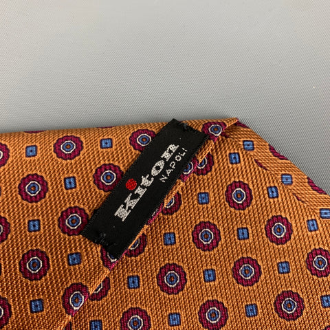 KITON Copper Burgundy Dots Silk Tie