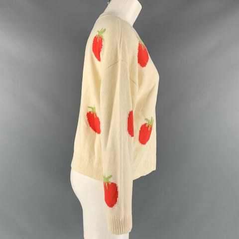 RAILS Taille S Crème Rouge Coton Acrylique Fraise Ras du Cou Pull