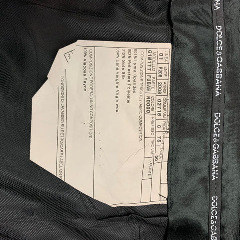 DOLCE & GABBANA Size 34 Black Wool Blend Tuxedo Dress Pants
