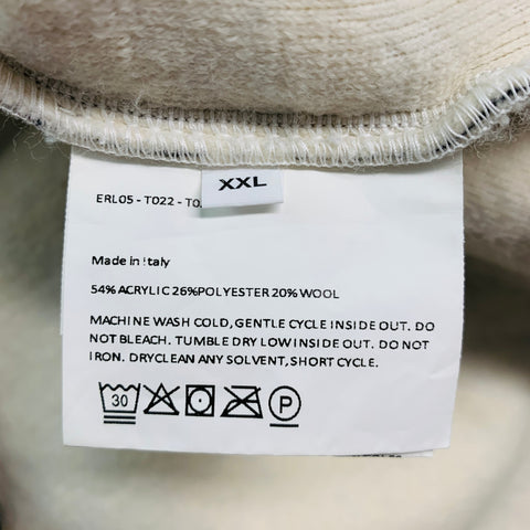 ERL Size XXL Cream White Skulls Acrylic Blend Hoodie Sweatshirt