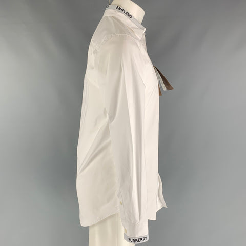 BURBERRY Taille S Chemise à manches longues boutonnée en coton uni blanc