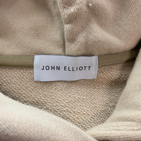 JOHN ELLIOTT Size M Khaki Cotton Blend Hooded Sweatshirt
