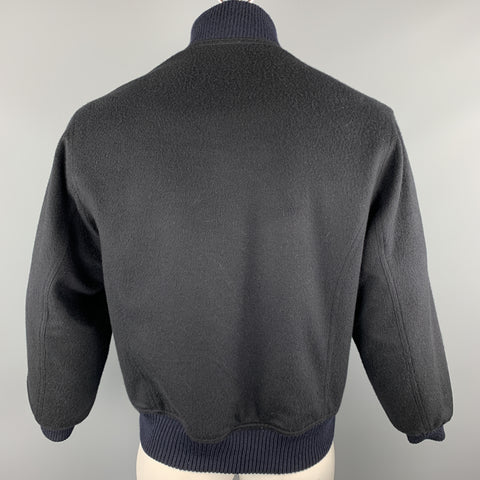PIER LUIGI DELLA SPINA Chest Size S Navy Solid Cashmere Zip Up Jacket