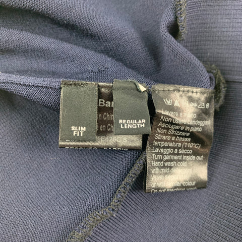 NEIL BARRETT Size S Navy Blue Geometric Viscose Fitted Crew-Neck Pullover
