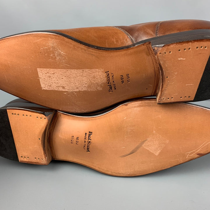 PAUL STUART Size 11 Tan Antique Leather Monk Strap Lace Up Shoes