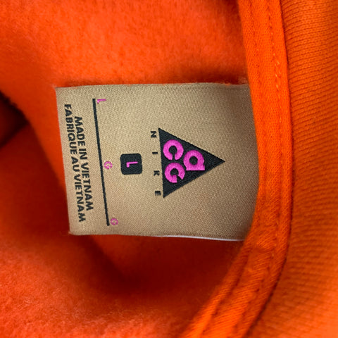 NIKE x ACG Size L Orange Cotton Hoodie Sweatshirt