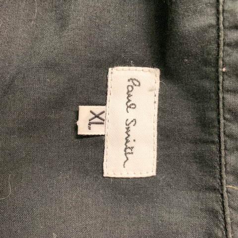 PAUL SMITH Size XL Black Embroidery Cotton Button Down Long Sleeve Shirt