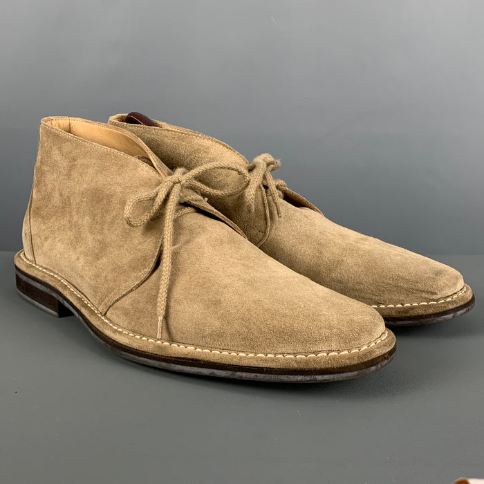 COACH Size 10.5 Beige Suede Ankle Lace Up Shoes