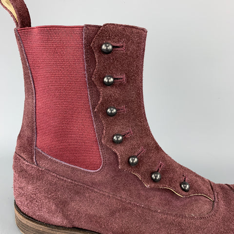 NUMBER (N)INE Size 11 Purple Side Button Chelsea  Boots
