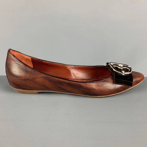 RENE CAOVILLA Zapatos planos con adornos de terciopelo marrón talla 8.5
