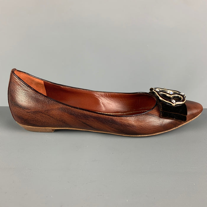 RENE CAOVILLA Size 8.5 Brown Velvet Embelished Flats
