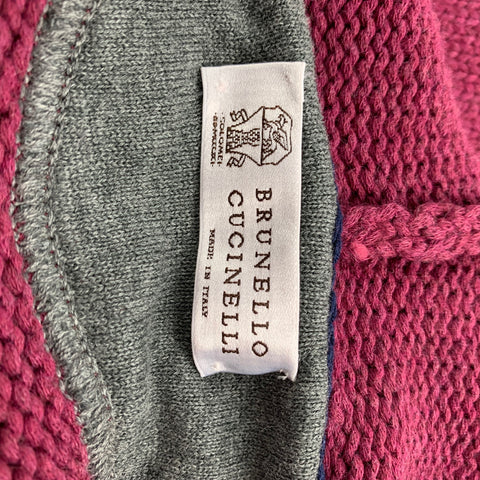 BRUNELLO CUCINELLI Size 42 Burgundy Knitted Cotton / Polyamide Hooded Jacket