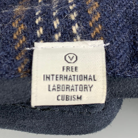 VISVIM Guantes de cachemira de ante a cuadros color topo azul marino