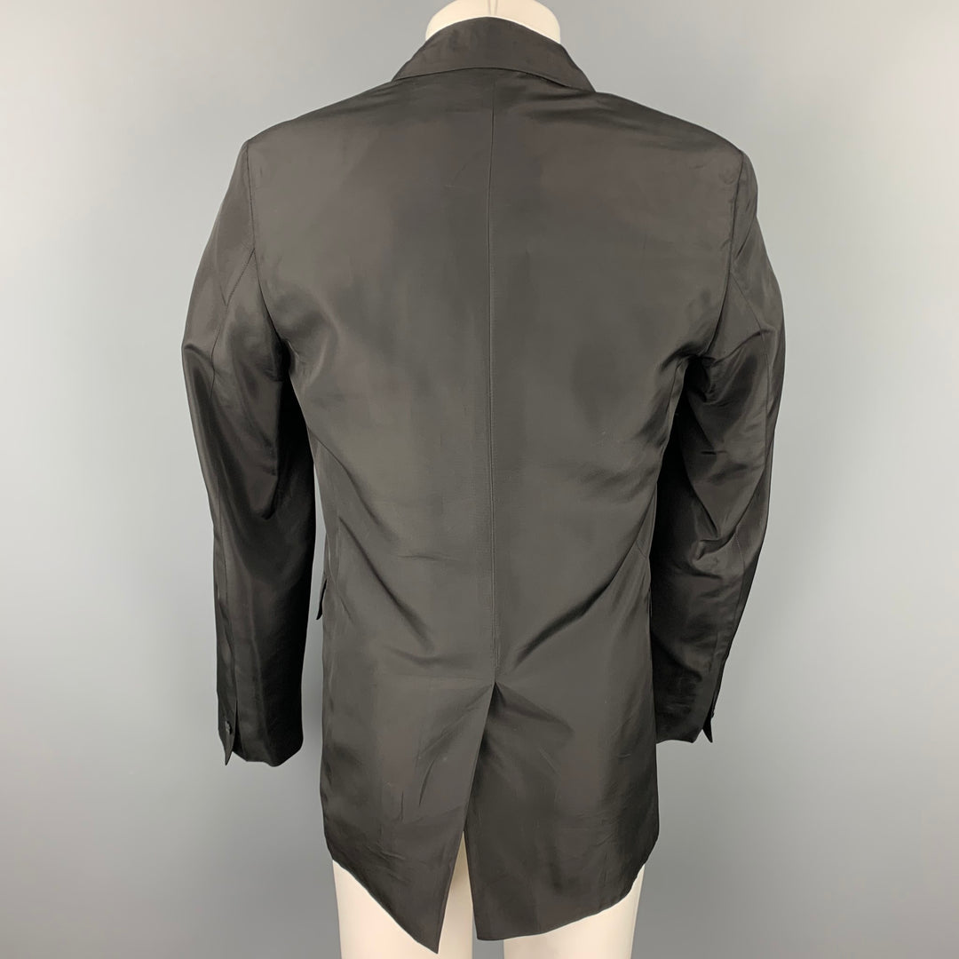 AGNES B. Size 38 Black Acetate Notch Lapel Sport Coat