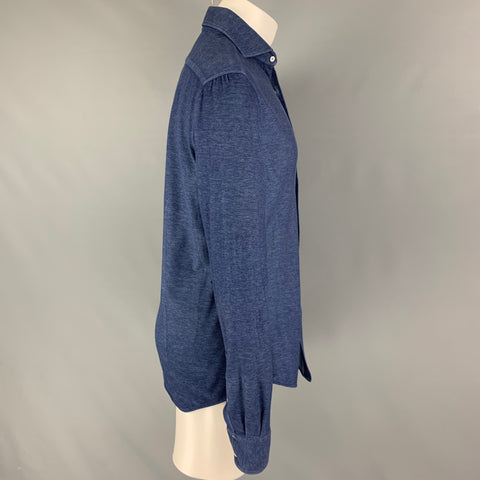 BRUNELLO CUCINELLI Size S Blue Cotton Button Up Long Sleeve Shirt
